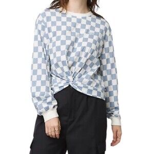 Vans Blue And Ivory Checkered Knotty Long Sleeve Tee